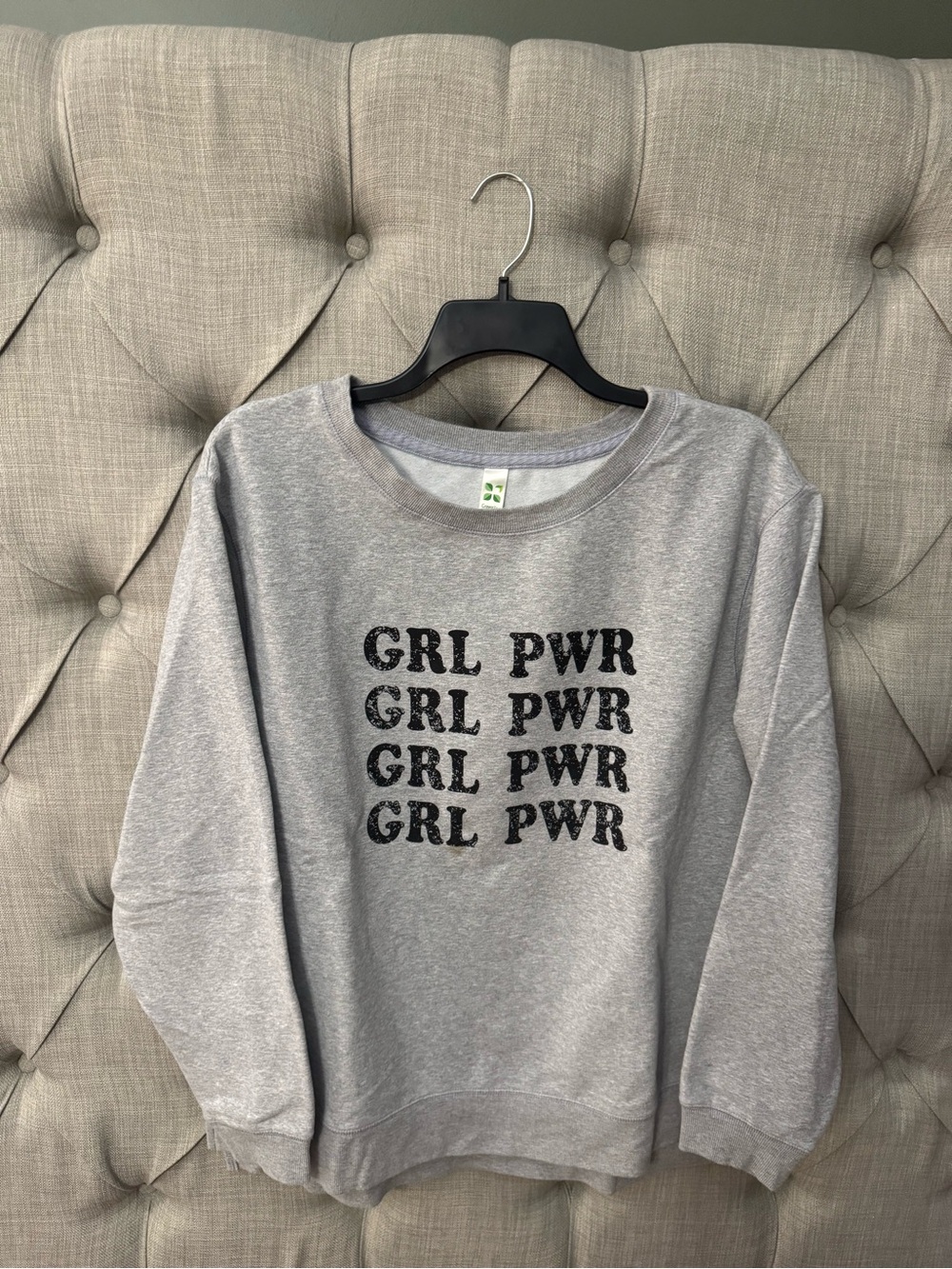GreenTea Grey 'GRL PWR' Crewneck Sweatshirt